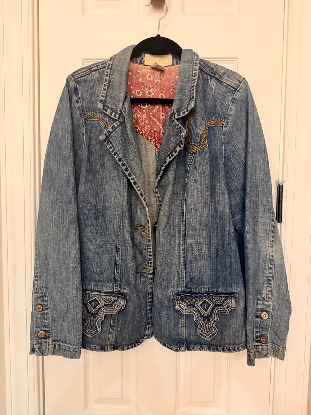 Z. Cavaricci Light Blue Embroidered Denim Blazer